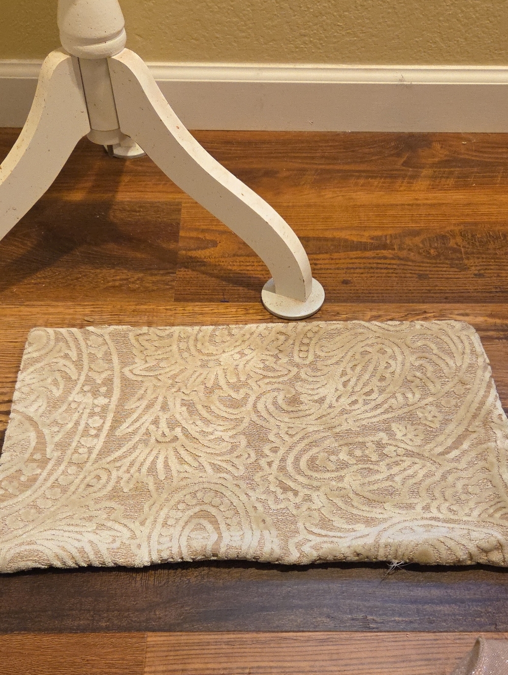 Crate & Barrel Textured Paisley Jacquard Pillow in Beige and Cream